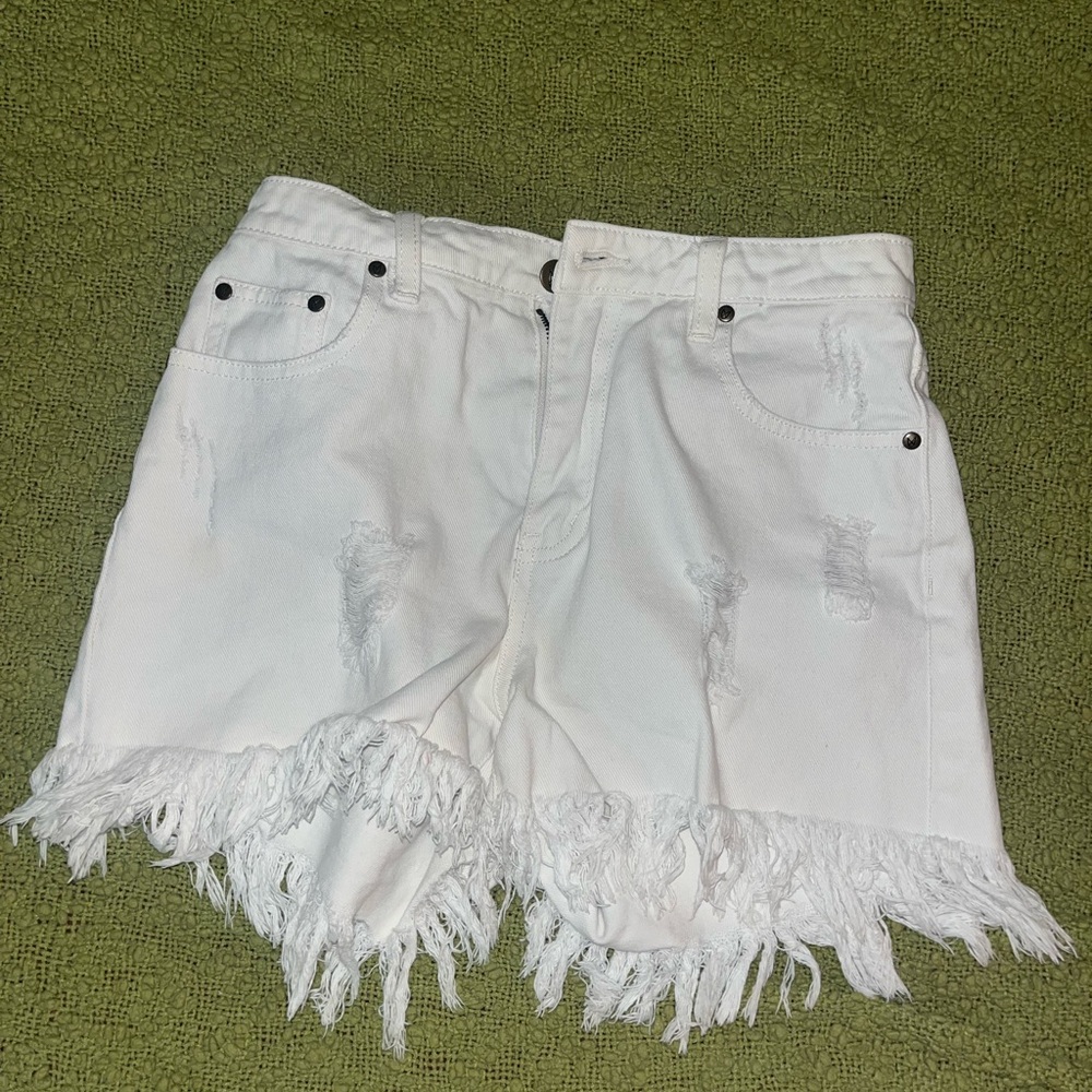 White cut off shorts
